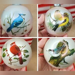 Vintage Corning Glass Works Songbird Christmas Ornaments Set of 4